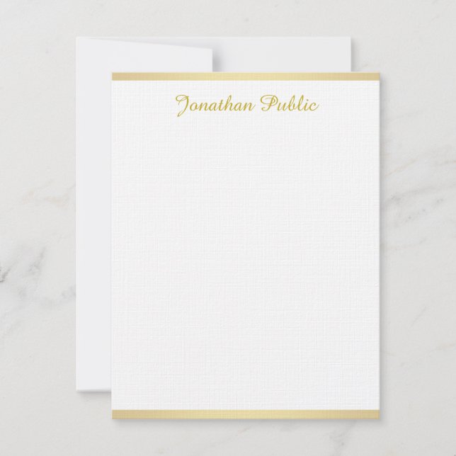 Elegant Linen Gold Creative Handwritten Script Top Card (Front)