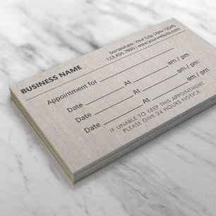 Elegant Linen Texture Appointment Reminder Card