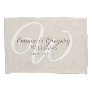 Elegant Linen White Monogram Pillowcase