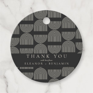 Elegant Lines Black White Wedding Custom Thank You Favour Tags