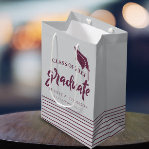 Elegant Lines Grad Hat Graduation Party Favor Medium Gift Bag
