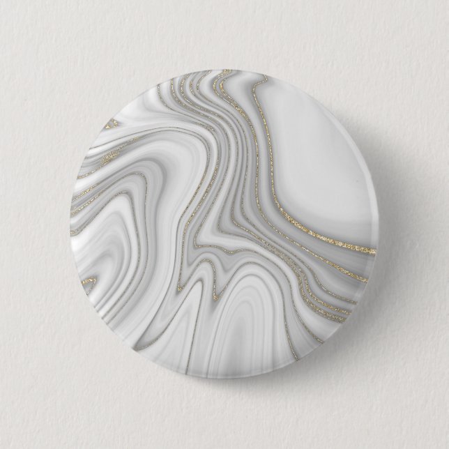 Elegant liquid gold glitter marble pattern 2 inch round button (Front)