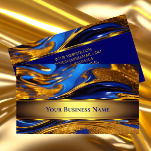Elegant liquid gold Royal Blue Abstract  Business Card