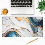 Elegant Liquid Marble Modern White Blue Gold Desk Mat<br><div class="desc">Elegant Liquid Marble Modern White Blue Gold Desk Mat features white marble with blue and gold accents. Perfect gift for family and friends for birthday,  Christmas,  Mother's Day,  Grandparents,  sister,  wife,  girlfriend,  partner,  best friends,  work colleagues and more. Designed by ©Evco Studio www.zazzle.com/store/evcostudio</div>