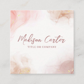 Elegant Liquid Watercolor Alcohol Ink Square Business Card