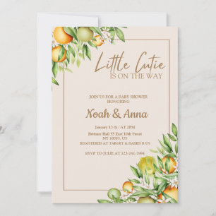 elegant little cutie is on the way baby shower invitation