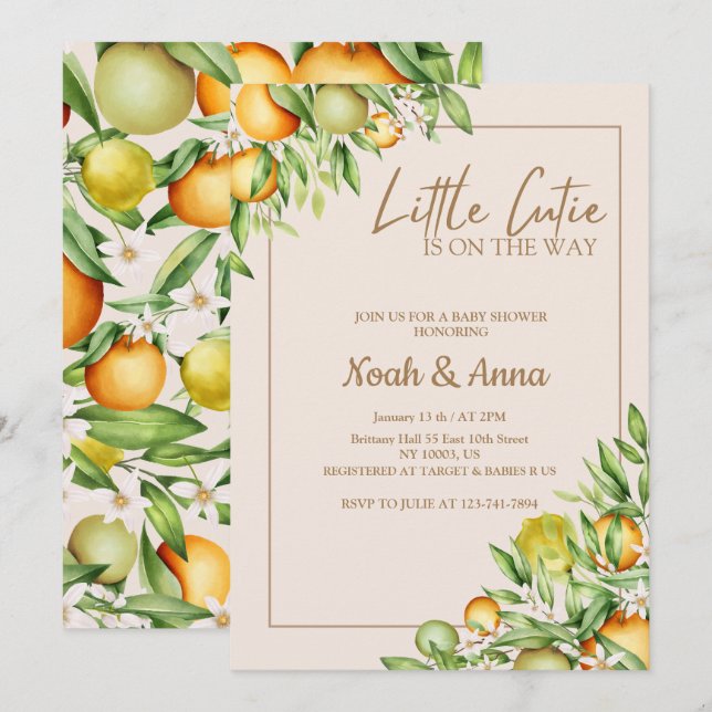  elegant little cutie is on the way baby shower  invitation (Front/Back)