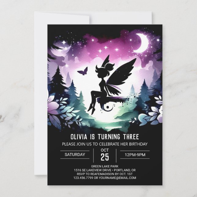 Elegant Little Fairy Birthday Invitation (Front)