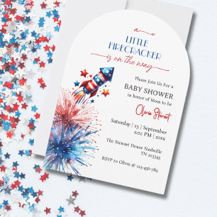 Elegant Little firecracker 4th July Baby Shower Invitation