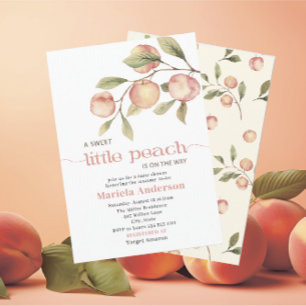 Elegant Little Peach Watercolor Baby Shower Invitation