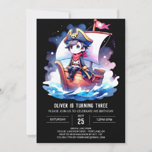 Elegant Little Pirate Birthday Invitation