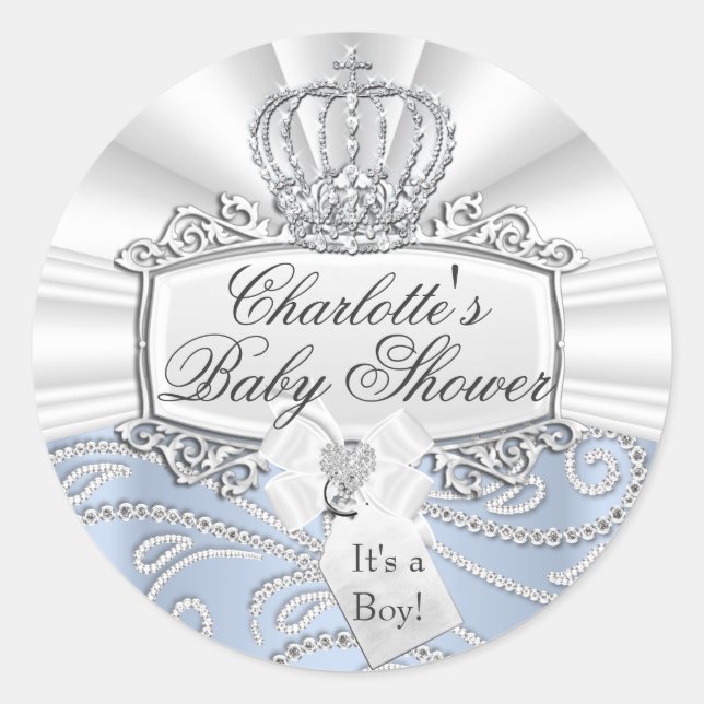 Elegant Little Prince Diamond Baby Shower Sticker (Front)