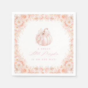 Elegant Little Pumpkin Bow Baby Shower Napkin