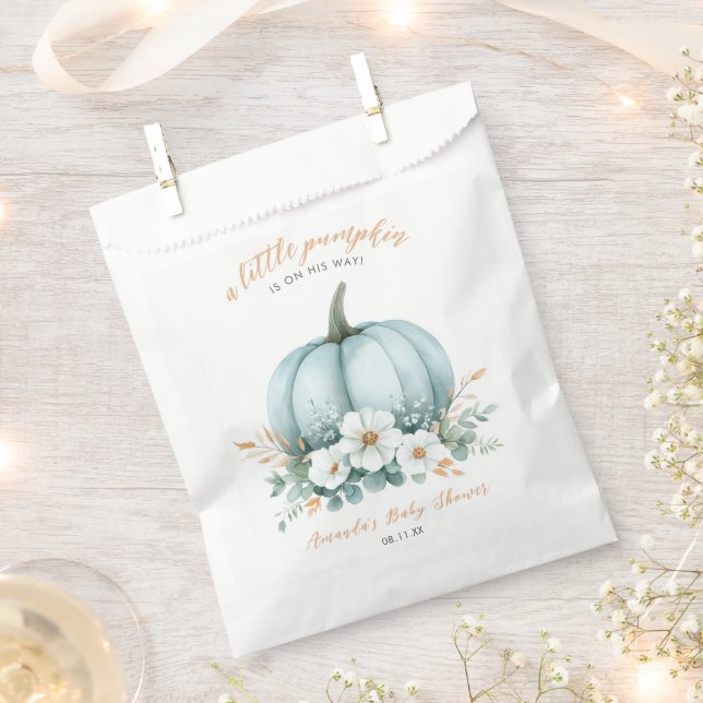 Elegant Little Pumpkin on His Way Boy Baby Shower Favour Bag (Clipped)