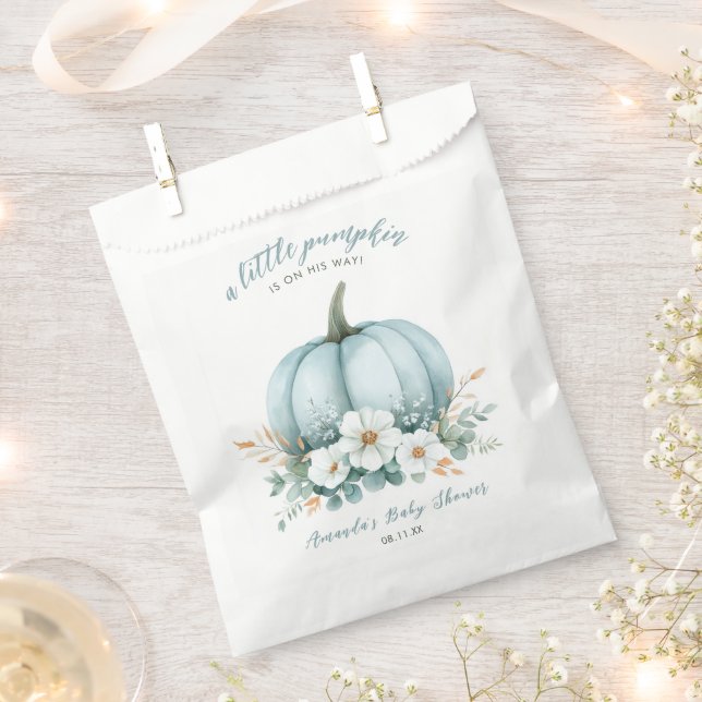 Elegant Little Pumpkin on His Way Boy Baby Shower Favour Bag (Clipped)