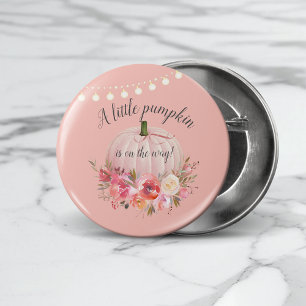 Elegant Little Pumpkin on the Way Baby Shower 3 Inch Round Button