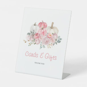 Elegant Little Pumpkin Pink Baby Shower Card Gift Pedestal Sign