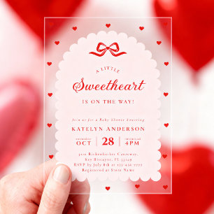 Elegant Little Sweetheart Baby Shower Acrylic Invitations