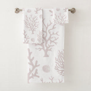 Elégant littoral Taupe Mer Corail & Blanc