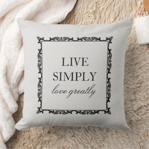 Elegant Live Simply Quote Silver Grey Throw Pillow
