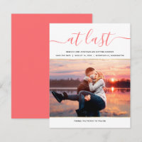 Elegant Living Coral Photo Modern Save the Date