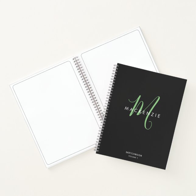 Élégant Livre de croquis de Monogramme de Script v (Intérieur)