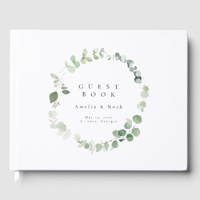 Elégant Livre d'hôtes Mariage de verdure (Recto)