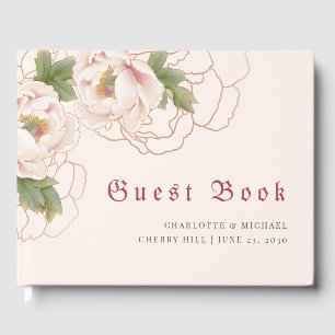Élégant Livre d'Invité Blush Pink Peony Floral