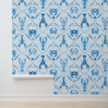 Elegant Lobster and Crabs in Cornflower Blue