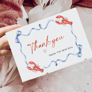 Elegant Lobster Ribbon Bridal Shower Thank You Card