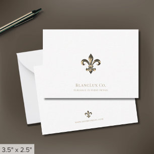 Élégant logo Fleur de lis Cartes à notes blanches