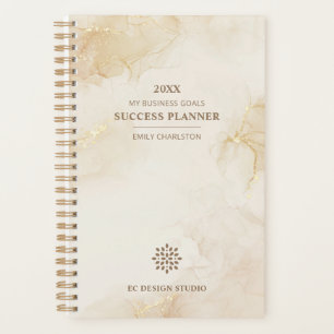 Elegant Logo Gold Beige Watercolor   Business  Planner