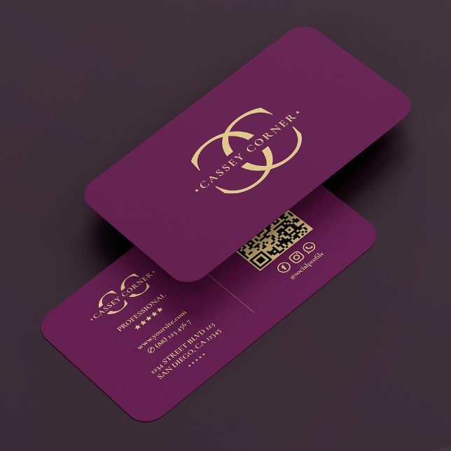 Elegant Logo Monogram C Modern Luxury Purple Business Card (Elegant Logo Monogram C Modern Luxury Purple Business Card
)