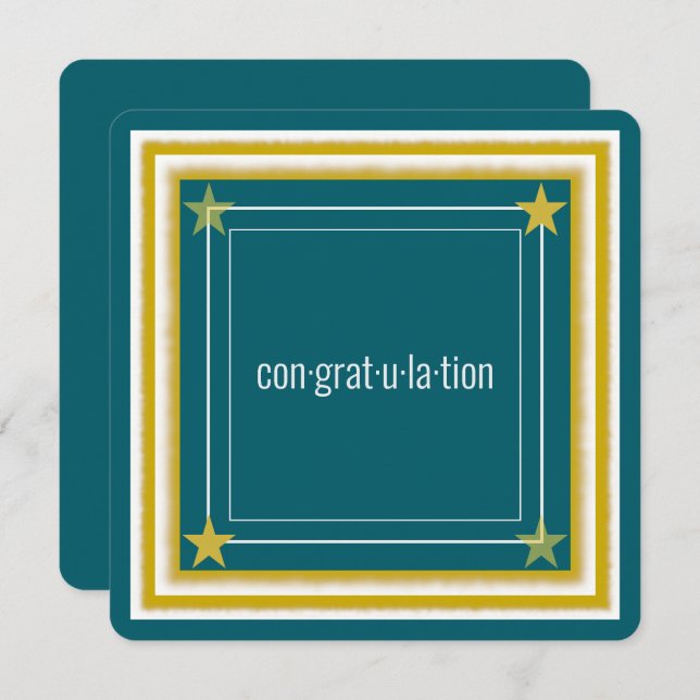 Elegant Logo, Photo and Stars, Teal Congratulation (Front/Back)