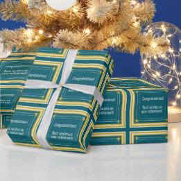 Elegant Logo, Photo and Stars, Teal Congratulation Wrapping Paper