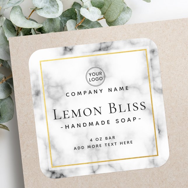 Elegant logo white marble border product label (Elegant logo white marble border product label)