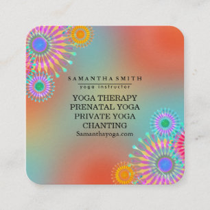 Elegant Logo Yoga Meditation Lotus Flowers Square  Square Business Card