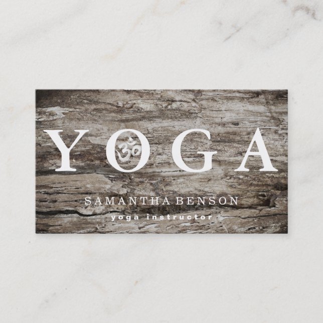Elegant Logo Yoga Meditation Wood Business Card (Front)