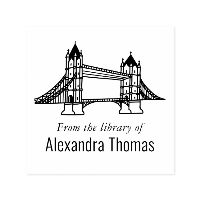 Elegant London Bridge Library Book Name Self-inking Stamp (Design)