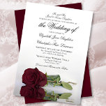 Elegant Long-Stemmed Burgundy Rose Formal Wedding Invitation<br><div class="desc">This beautiful wedding invitation is simple, traditional and elegant. It features a beautiful photo of a long-stemmed burgundy rose reflecting in a pool of water with formal wording where the parents of the bride are issuing the invitation. The fancy script calligraphy gives it a timeless and classic style. Beautiful way...</div>