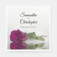 Elegant Long Stemmed Magenta Cassis Rose Wedding