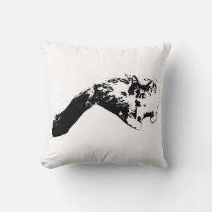 Elegant Long‑Tail Cat Ink Art Pillow