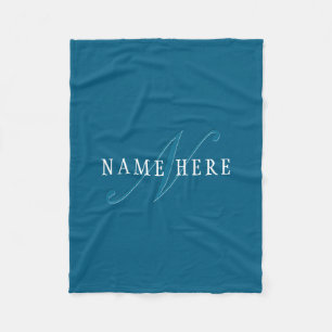 Elegant Looking Monogram   Ocean Blue Fleece Blanket
