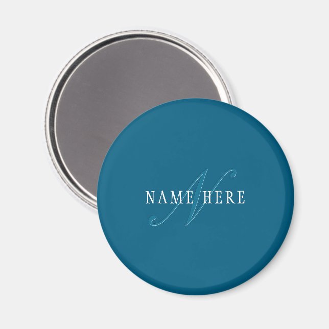Elegant Looking Monogram | Ocean Blue Magnet (Front/Back)