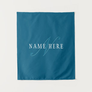 Elegant Looking Monogram Ocean Blue Tapestry