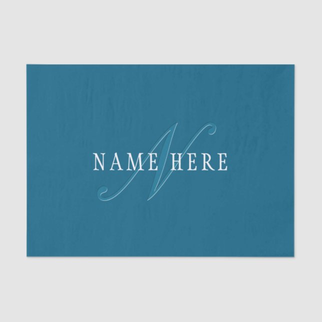 Elegant Looking Monogram | Ocean Blue Tissue Paper (Front)