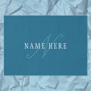 Elegant Looking Monogram   Ocean Blue Tissue Paper