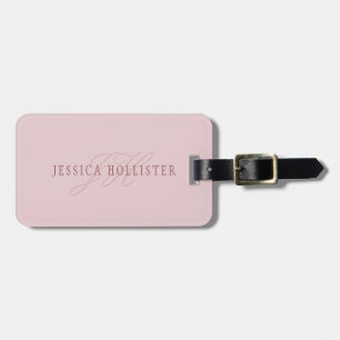 Elegant Looking Monogram   Rose Gold Luggage Tag