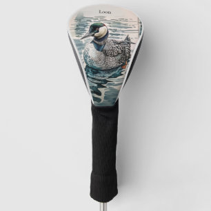 Elegant Loon on the Lake - custom text Golf Head Cover