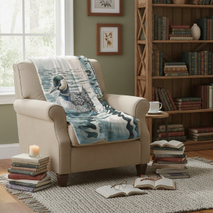 Elegant Loon on the Lake Fleece Blanket
